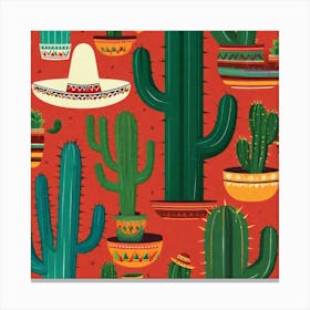 Cactus Pattern 16 Canvas Print