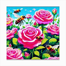 Bees And Roses 1 Toile