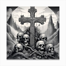 Skulls And Cross 3 Canvas Print