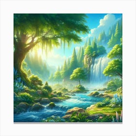 Waterfall In The Forest 47 Canvas Print