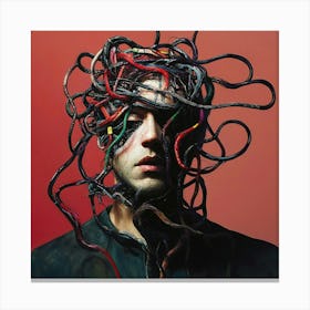 Man With A Head Full Of Wires Canvas Print