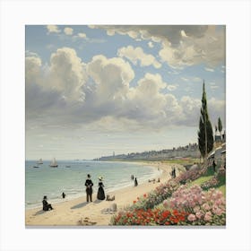 The Beach At Sainte Adresse, Claude Monet Canvas Print