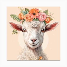 Floral Baby Goat Nursery Illustration (18) Canvas Print