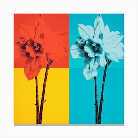 Andy Warhol Style Pop Art Flowers Daffodil 1 Square Canvas Print