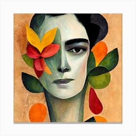 Frida Kahlo With Flowers 2 Canvas Print