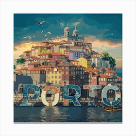 Porto Portugal Travel Poster 3 Canvas Print