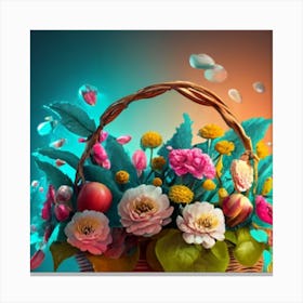 Beautiful And Elegant Wicker Basket Decorated 3 Canvas Print