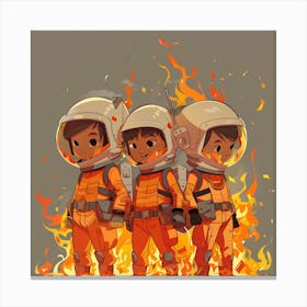 Three Astronauts In Space Canvas Print