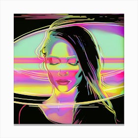 Female Portrait, Pink , black and yellow, abstract art, "Chill Out" Canvas Print