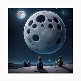 Boys On Moon Canvas Print