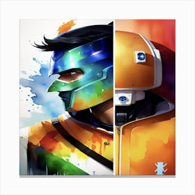 Robot And A Robot Canvas Print