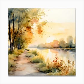 Watercolor Of A River 1 Canvas Print