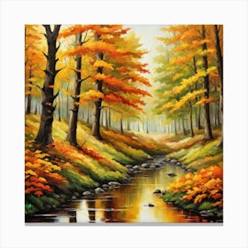 Forest In Autumn In Minimalist Style Square Composition 48 Canvas Print