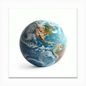 Earth Globe Isolated On White Background 2 Canvas Print