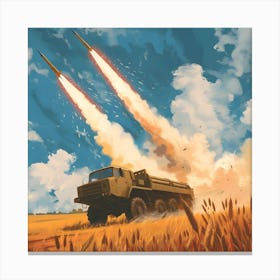 Soviet Rocket Artillery Firing Canvas Print
