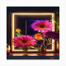 Flowers In A Frame Canvas Print