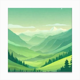 Misty mountains background in green tone 200 Canvas Print