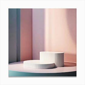 White Table In A Pink Room Canvas Print
