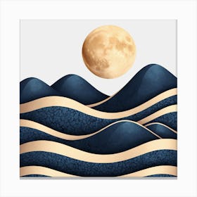 Moon And Waves 22 Canvas Print