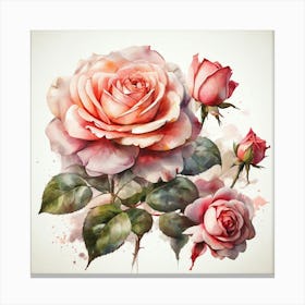 Watercolor Roses Canvas Print