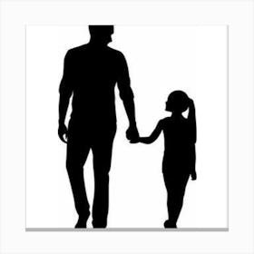 Silhouette Of Father And Daughter Canvas Print