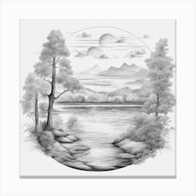 Landscape Drawing Canvas Print