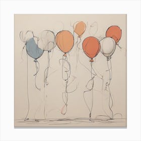 One line, Balloons, Picasso style 3 Canvas Print