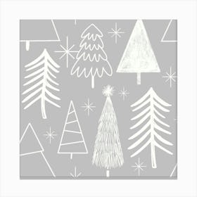 Christmas Tree Evergreen Tree Pine Tree Gray Canvas Print