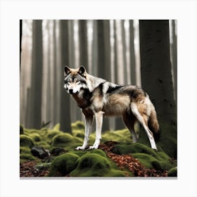 Wolf In The Forest 19 Canvas Print