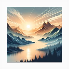 Sunset Mountain Landscape Canvas Print