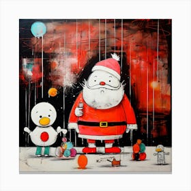 Santa Claus And Penguin Canvas Print