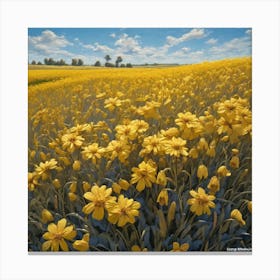 Yellow Flowers In A Field 53 Canvas Print