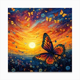 Butterfly At Sunset 2 Canvas Print