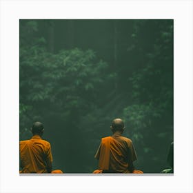 Monks Meditation In The Forest Canvas Print