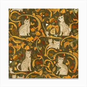 William Morris Style Cats Textiles 1 Canvas Print