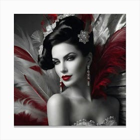 Beautiful Woman With Feathers 1 Canvas Print