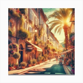 Street Scene With Palm Trees Canvas Print