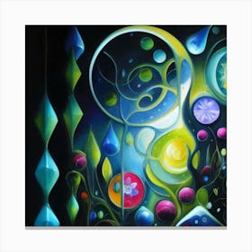 Abstract oil painting: Water flowers in a night garden 12 Canvas Print