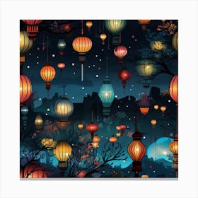 Chinese Lanterns At Night Canvas Print