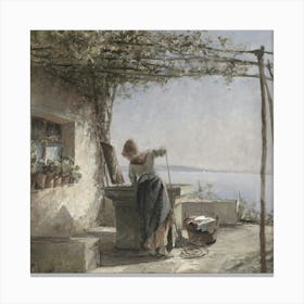 Woman Washing Clothes 1 Canvas Print