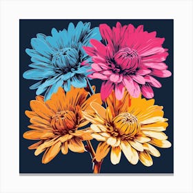 Andy Warhol Style Pop Art Flowers Chrysanthemum 2 Square Canvas Print