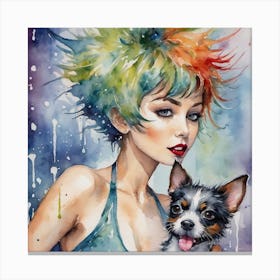 Girl With Dog 1 Canvas Print