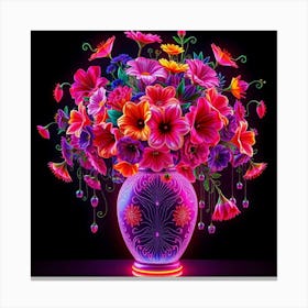 Neon Flowers In A Vase Toile