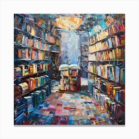Books In Library Canvas Print