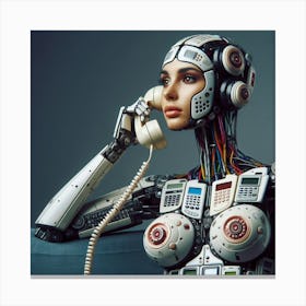 Robot Woman Talking On The Phone 1 Canvas Print