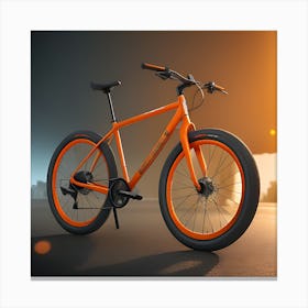 Orange Bicycle At Sunset Canvas Print