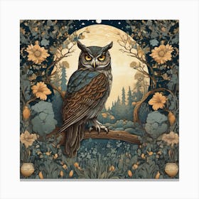 william morris art Owl In The Moonlight Canvas Print