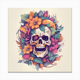 Skull With Flowers 7 Canvas Print