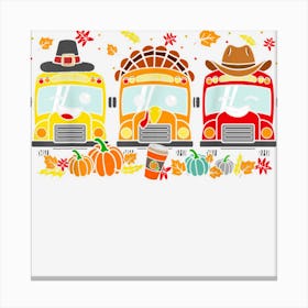 Thanksgiving School Bus Driver Autumn Turkey Fall Pumpkin Canvas Print