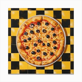 Pizza Yellow Checkerboard 3 Canvas Print